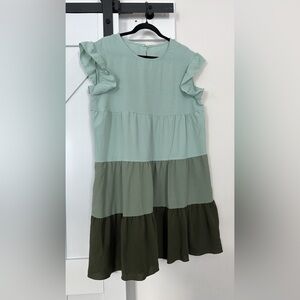SHEIN Green Tiered Mini Dress